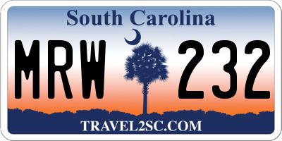 SC license plate MRW232