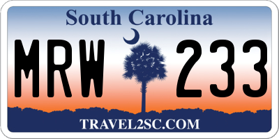 SC license plate MRW233