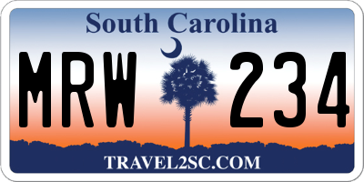SC license plate MRW234