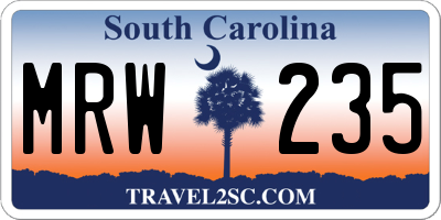 SC license plate MRW235