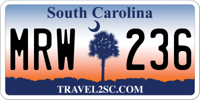 SC license plate MRW236