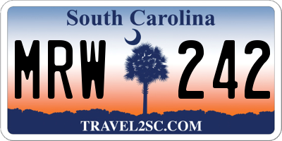 SC license plate MRW242
