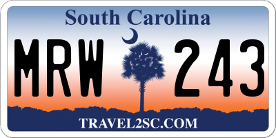 SC license plate MRW243