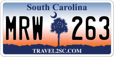 SC license plate MRW263