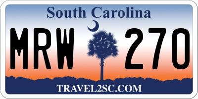 SC license plate MRW270