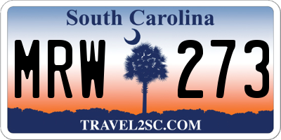 SC license plate MRW273