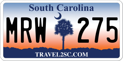 SC license plate MRW275