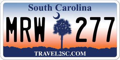 SC license plate MRW277