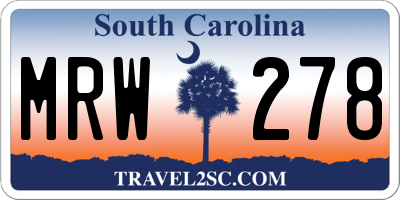 SC license plate MRW278