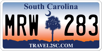 SC license plate MRW283