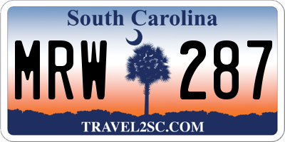 SC license plate MRW287