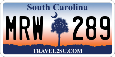 SC license plate MRW289