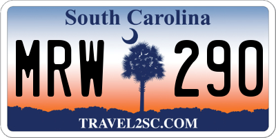 SC license plate MRW290