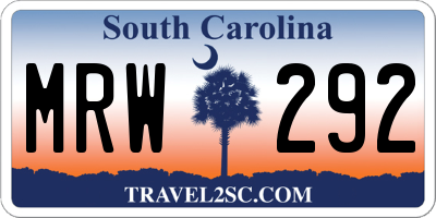 SC license plate MRW292