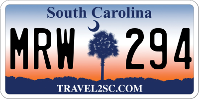 SC license plate MRW294