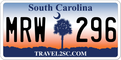 SC license plate MRW296