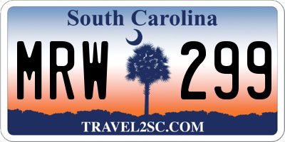 SC license plate MRW299