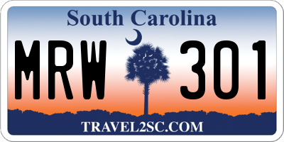 SC license plate MRW301