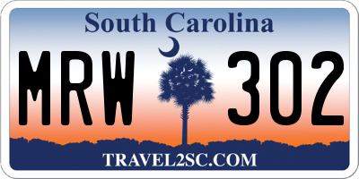 SC license plate MRW302