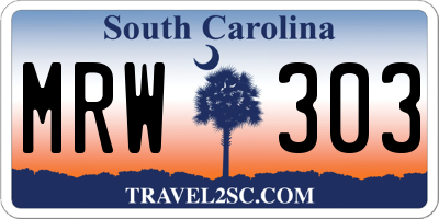 SC license plate MRW303