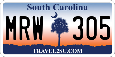 SC license plate MRW305