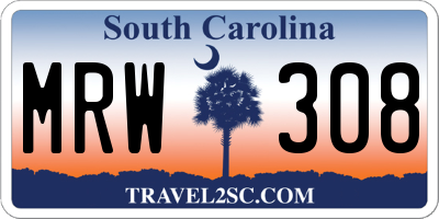 SC license plate MRW308