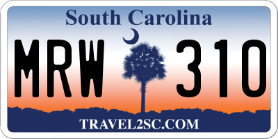 SC license plate MRW310