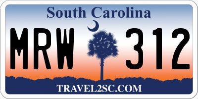 SC license plate MRW312