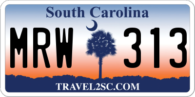 SC license plate MRW313