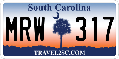 SC license plate MRW317