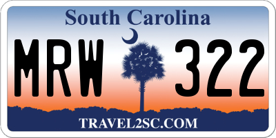 SC license plate MRW322