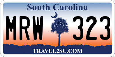 SC license plate MRW323
