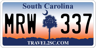 SC license plate MRW337