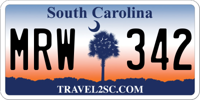 SC license plate MRW342