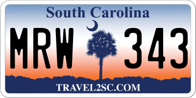 SC license plate MRW343