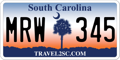 SC license plate MRW345