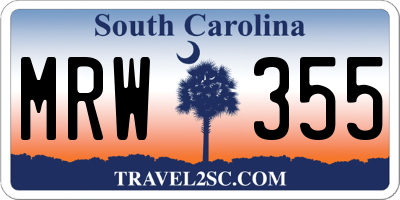 SC license plate MRW355