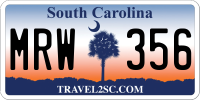 SC license plate MRW356