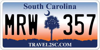 SC license plate MRW357