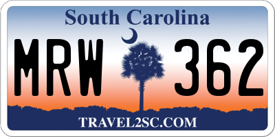 SC license plate MRW362