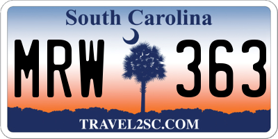 SC license plate MRW363