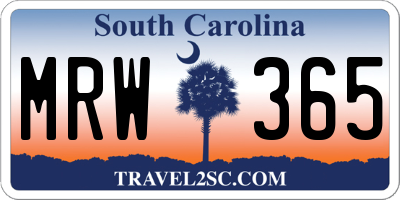 SC license plate MRW365