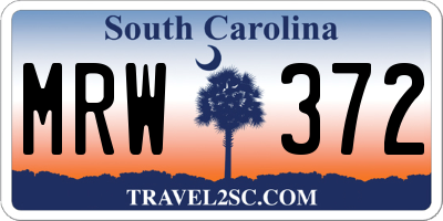 SC license plate MRW372