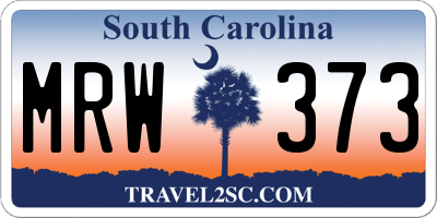 SC license plate MRW373