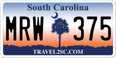 SC license plate MRW375