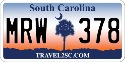 SC license plate MRW378