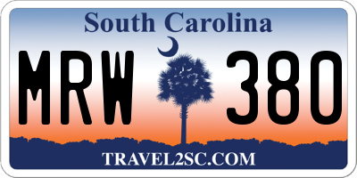 SC license plate MRW380