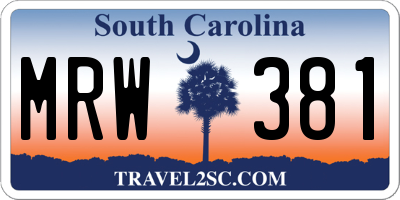 SC license plate MRW381