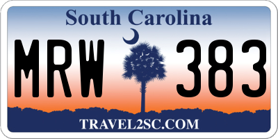 SC license plate MRW383