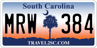 SC license plate MRW384